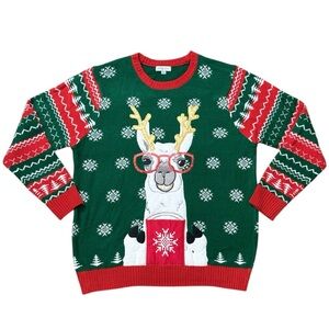 Ugly Christmas Sweater Holiday Llama Beer Holder 2XL XXL New